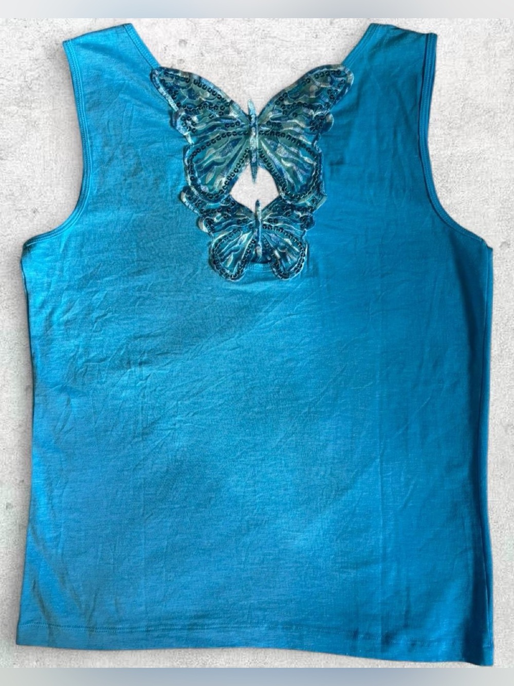 Y2K/Vintage Blue Butterfly Sequin Tank